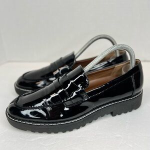 Franco Sarto Cassandra Lug Sole Patent Leather Loafers Womens Size 8 GUC No Box